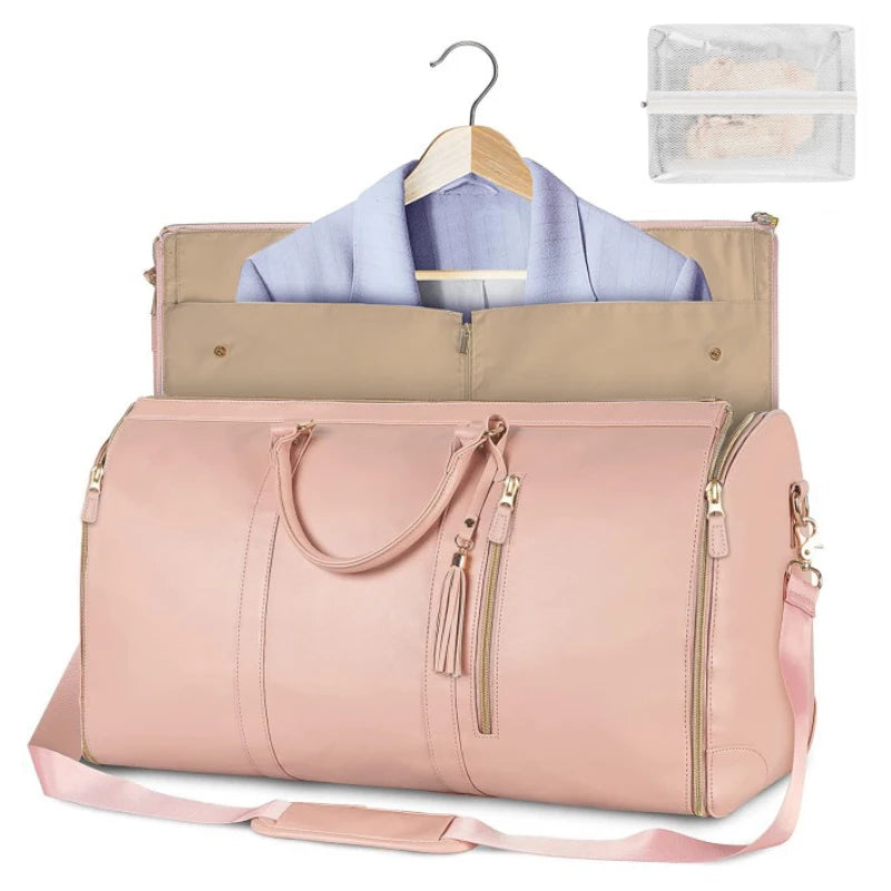 Stylish & Spacious Foldable PU Leather Duffel Bag for Women - Perfect for Travel & Business!