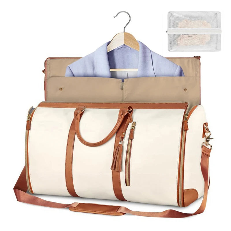 Stylish & Spacious Foldable PU Leather Duffel Bag for Women - Perfect for Travel & Business!